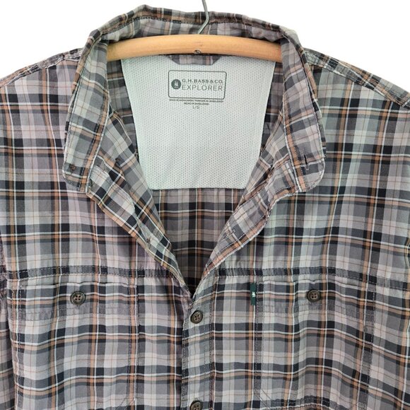 G.H. Bass & Co. Large Explorer Mens Plaid Button-Down Shirt Roll Tab Sleeves - Picture 5 of 11